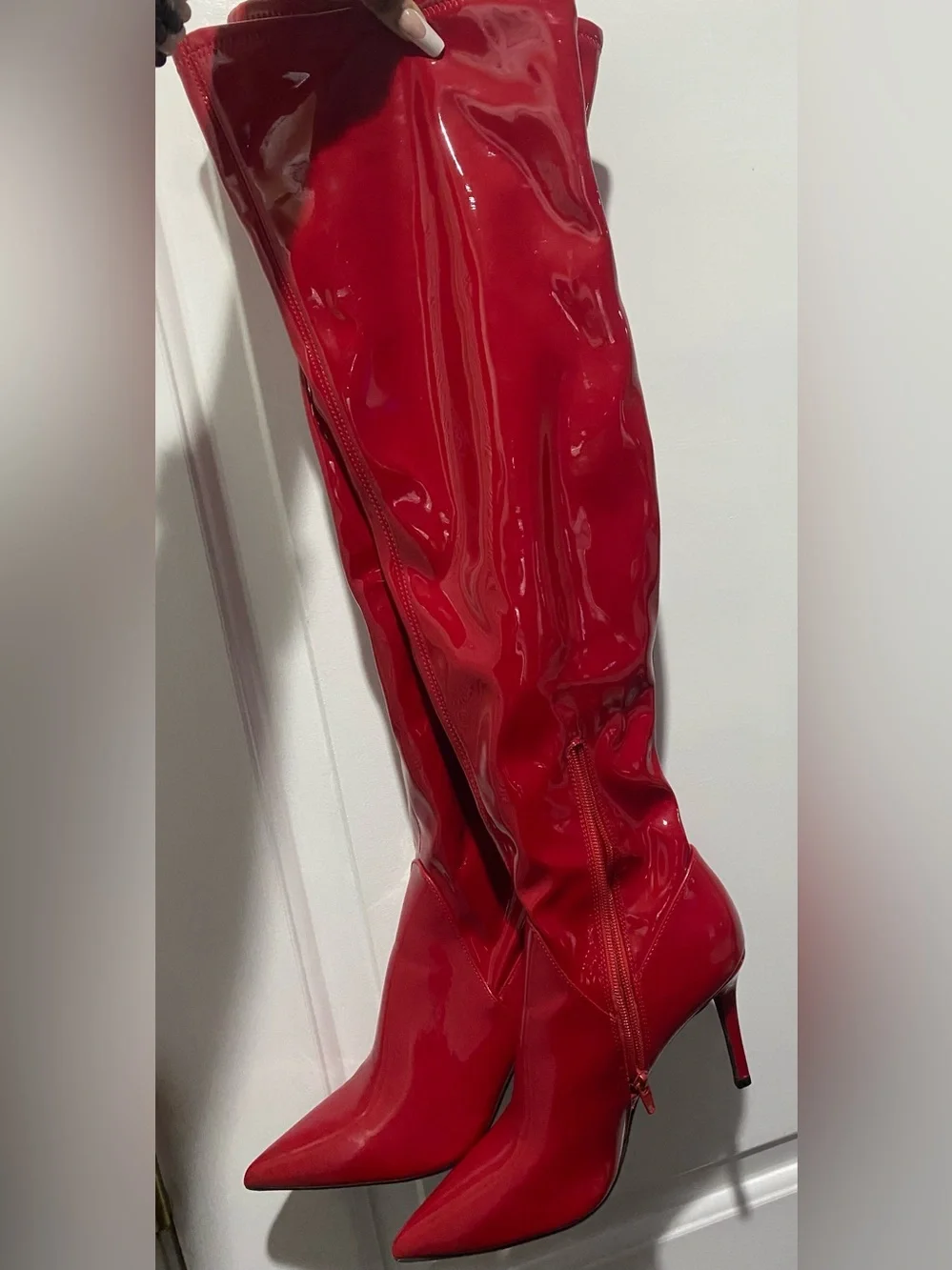 JESSICA SIMPSON Red Patent leather Over-the-Knee Stiletto Boots- Size 7M 37 1/2